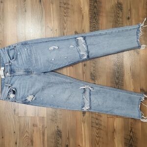 Reformation Julia Ankle Straight‎ Leg Light Jean Distressed Knee Size 27